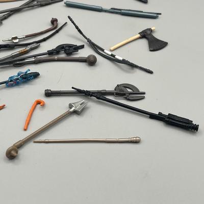 LOT 214: Star Wars Accessory Collection - 1990s Figures - Guns, Light Sabers, Clothes, Wepons and More