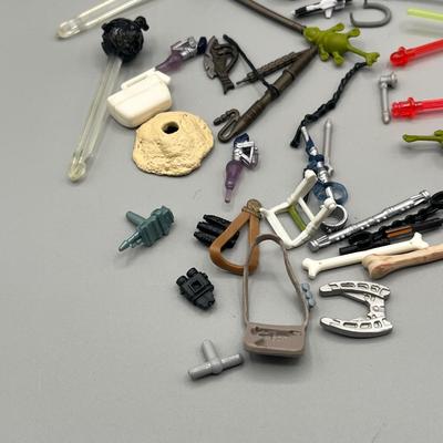 LOT 214: Star Wars Accessory Collection - 1990s Figures - Guns, Light Sabers, Clothes, Wepons and More