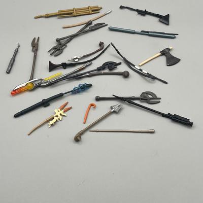 LOT 214: Star Wars Accessory Collection - 1990s Figures - Guns, Light Sabers, Clothes, Wepons and More