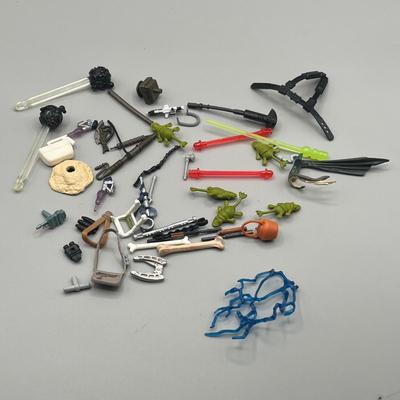 LOT 214: Star Wars Accessory Collection - 1990s Figures - Guns, Light Sabers, Clothes, Wepons and More