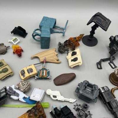 LOT 214: Star Wars Accessory Collection - 1990s Figures - Guns, Light Sabers, Clothes, Wepons and More