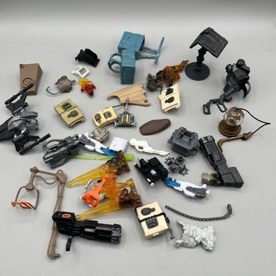 LOT 214: Star Wars Accessory Collection - 1990s Figures - Guns, Light Sabers, Clothes, Wepons and More