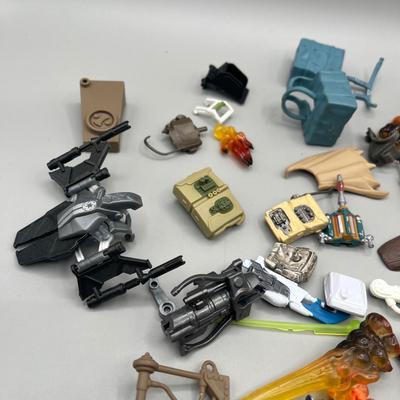 LOT 214: Star Wars Accessory Collection - 1990s Figures - Guns, Light Sabers, Clothes, Wepons and More