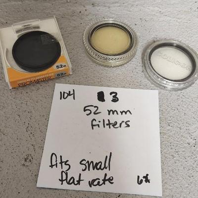 Sale Photo Thumbnail #918: Lot of 3 - 52mm filters. Fits small flat rate box