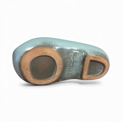 Frankoma 913 Mid Century Dutch Shoes (Klompjes) Planter - Moss Blue Glazed with Imperfection