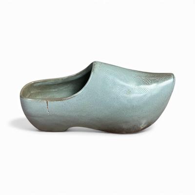 Frankoma 913 Mid Century Dutch Shoes (Klompjes) Planter - Moss Blue Glazed with Imperfection