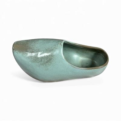 Frankoma 913 Mid Century Dutch Shoes (Klompjes) Planter - Moss Blue Glazed with Imperfection