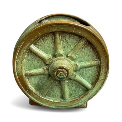Frankoma Mid-Century Wagon Wheel Planter – Prairie Green Glaze – With Imperfection