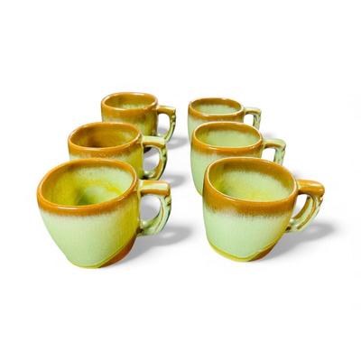Frankoma Coffee Mugs set of 6 in Prairie Green Glaze - Mint Condition