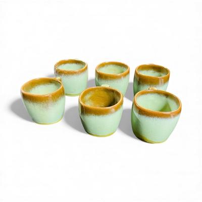 Frankoma Coffee Mugs set of 6 in Prairie Green Glaze - Mint Condition