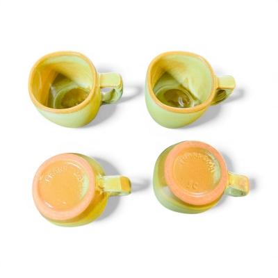 Frankoma Coffee Mugs set of 4 Green Prairie Glaze - Mint!