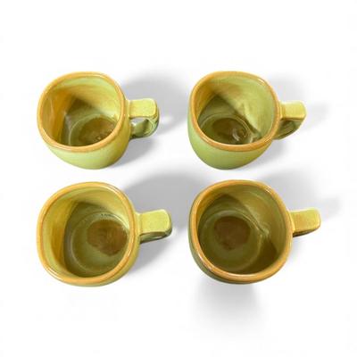 Frankoma Coffee Mugs set of 4 Green Prairie Glaze - Mint!