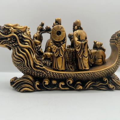 Gold-Tone “Eight Immortals on Dragon Boat” Figurine