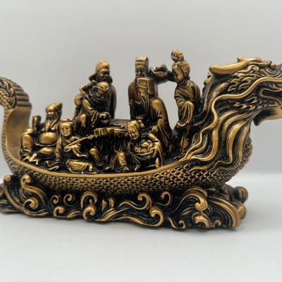 Gold-Tone “Eight Immortals on Dragon Boat” Figurine