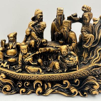 Gold-Tone “Eight Immortals on Dragon Boat” Figurine