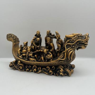 Gold-Tone “Eight Immortals on Dragon Boat” Figurine