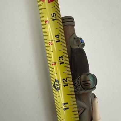 Handcrafted Tribal-Style Decorative Staff with Sculptural Faces