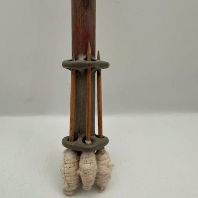 Handcrafted Tribal-Style Decorative Staff with Sculptural Faces