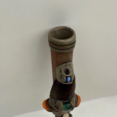 Handcrafted Tribal-Style Decorative Staff with Sculptural Faces