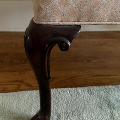 Two Drexel Queen Anne Style Upholstered Wingback Chairs (LR-MG)