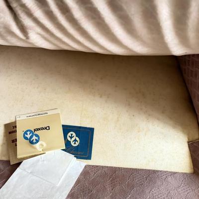 Two Drexel Queen Anne Style Upholstered Wingback Chairs (LR-MG)