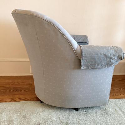 Two Vanguard Upholstered Swivel Chairs (LR-MG)