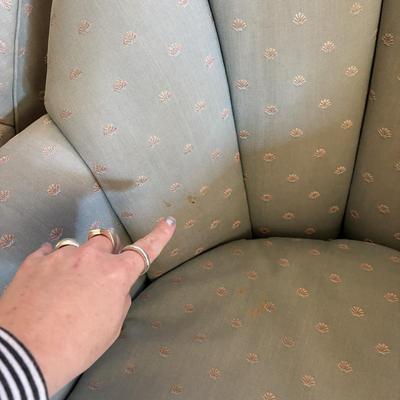 Two Vanguard Furniture Upholstered Swivel Chairs (LR-MG)