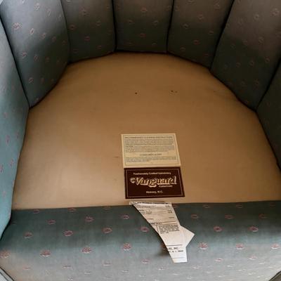 Two Vanguard Upholstered Swivel Chairs (LR-MG)