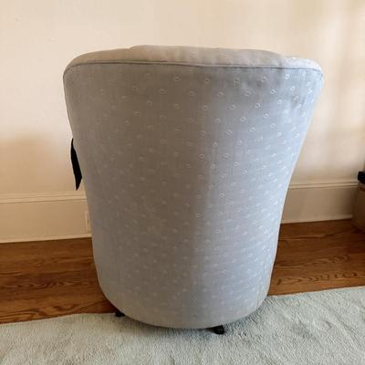 Two Vanguard Upholstered Swivel Chairs (LR-MG)