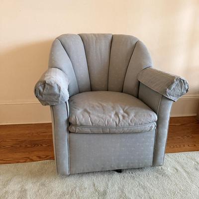 Two Vanguard Upholstered Swivel Chairs (LR-MG)