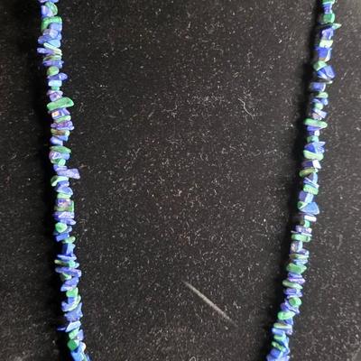 Malachite & Lapis Lazuli Chip Bead Necklace – Deep Blues & Verdant Greens
