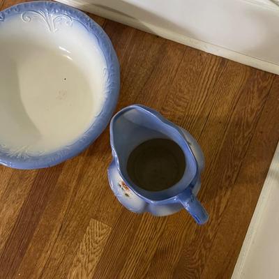 Victorian Style Wooden Washstand w/ Ironstone Wash Basin & Pitcher (B3-RG)