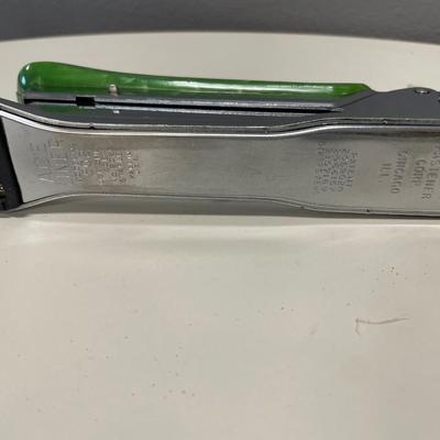 Ace Liner Green marble Bakelite stapler