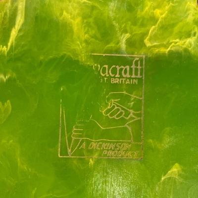 Bakelite Caramel blotter & Caracraft marble green notepad holder