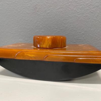 Bakelite Caramel blotter & Caracraft marble green notepad holder