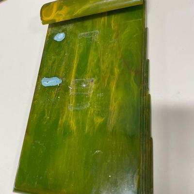 Bakelite Caramel blotter & Caracraft marble green notepad holder