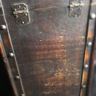 Vintage Rustic Wooden Treasure Chest Box with Ornate Metal Handle & Old-World Hardware – Tall Decorative Storage Trunk