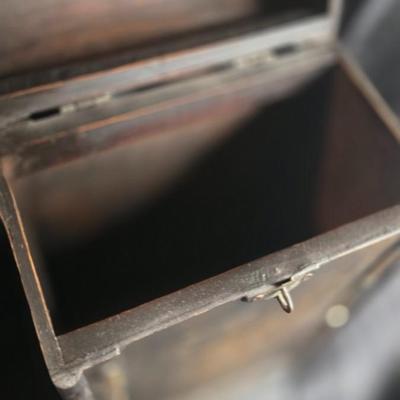 Vintage Rustic Wooden Treasure Chest Box with Ornate Metal Handle & Old-World Hardware – Tall Decorative Storage Trunk