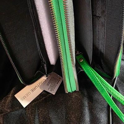 Vintage Couture Gems Kelly Green Quilted Studded Mini Wallet with Wrist Strap - New with Tags