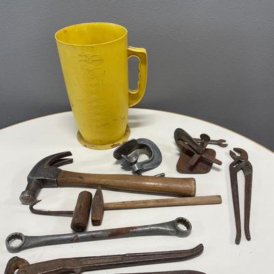 Vintage misc tools in pitcher