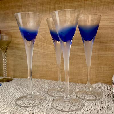 Sale Photo Thumbnail #492: Hand blown Block Crystal Champagne flutes.  Gorgeouse!!