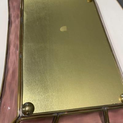 Pink stain glass mirror tray