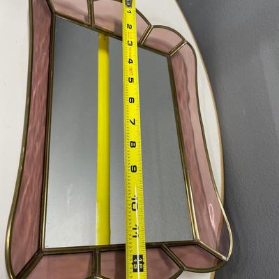 Pink stain glass mirror tray