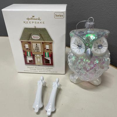 Owl ornament, Hallmark ornament & ceramic angels