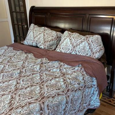 Sale Photo Thumbnail #7: Long dresser, tall dresser, headboard. and night stand all in the same dark wood finish.