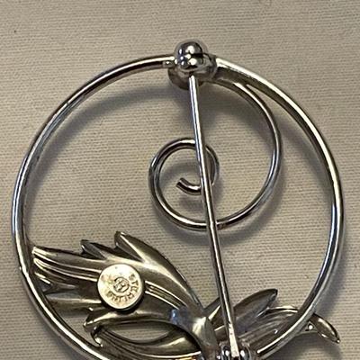 TWO STERLING PINS AND A PAIR OF STERLING EARRINGS