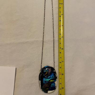 DICHROIC MOSAIC GLASS PENDANT WITH DANGLE EARRINGS