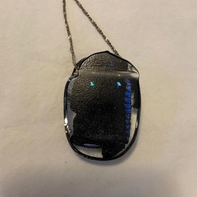 DICHROIC MOSAIC GLASS PENDANT WITH DANGLE EARRINGS