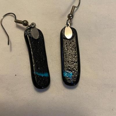 DICHROIC MOSAIC GLASS PENDANT WITH DANGLE EARRINGS