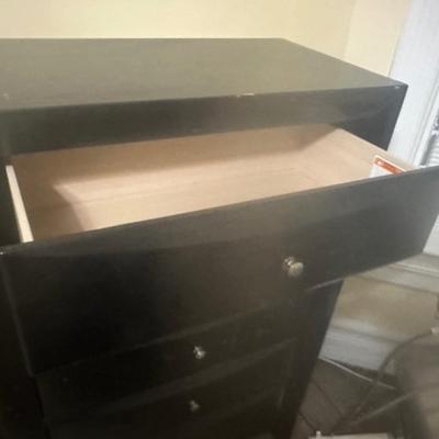 Sale Photo Thumbnail #16: Set of two black dressers with some minor damage.  Drawers open and close smoothly.